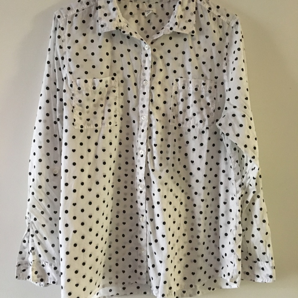 Polka Dot Button Down Blouse - Caslon